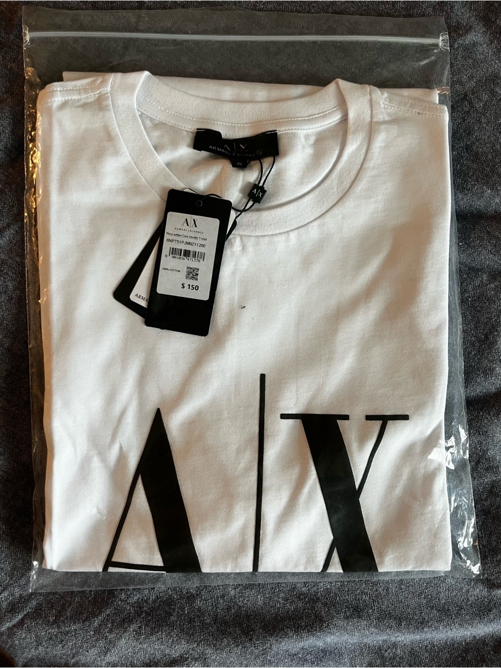 Armani Exchange White Short-Sleeve Tee with Black A|X Logo